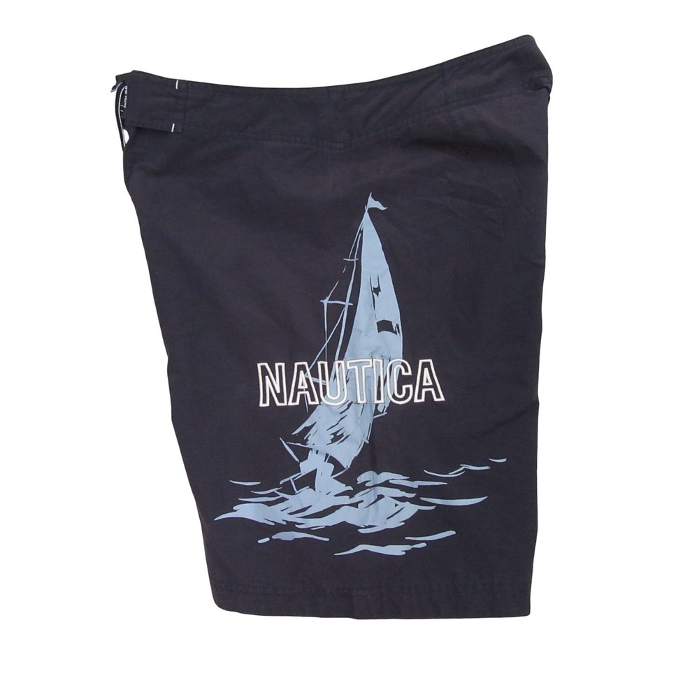 Nautica Mens Board Shorts 32 x 10 Blue Sailboat Nautical Cargo Pocket